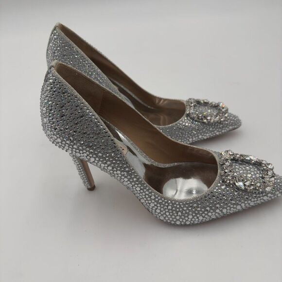 New Badgley Mischka Cher II Evening Pumps in Silve with sparkling details Size 6 - Picture 7 of 9